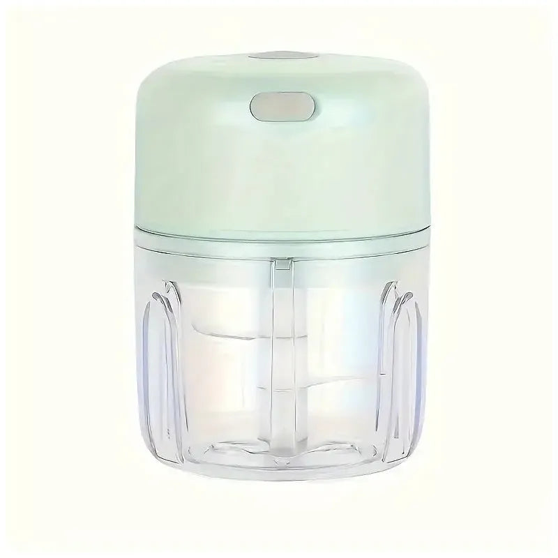 250 ml elektrinis mini česnakų smulkintuvas su USB įkrovimu, žalios spalvos.