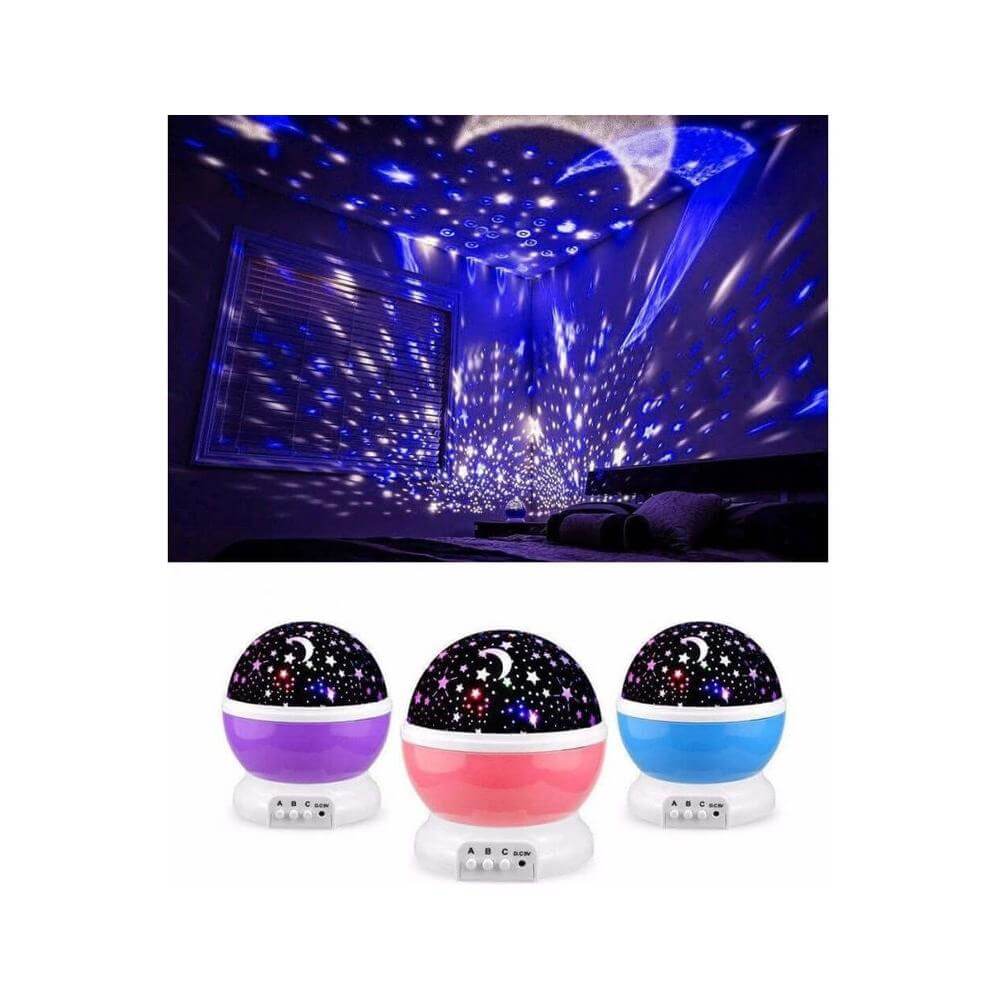 Nakties projektorius su žvaigždėm ir mėnulio sviesa